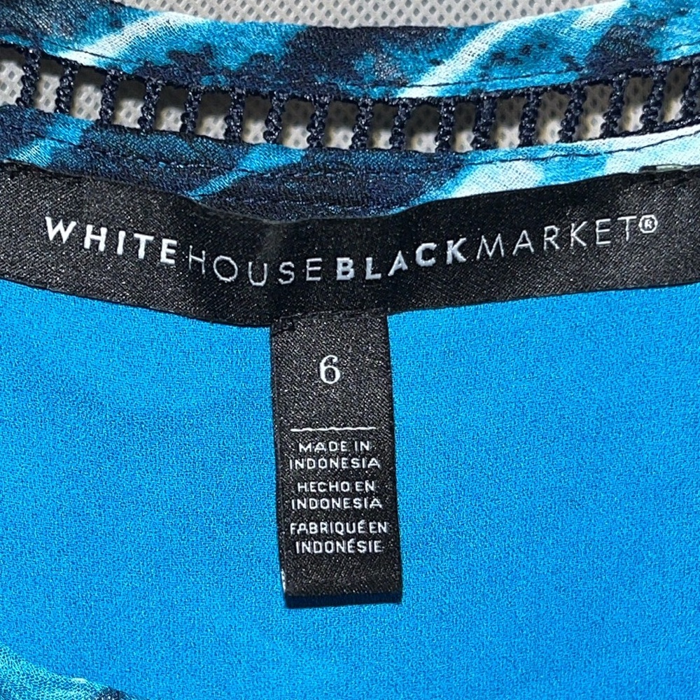 White House Black Market blue ruffle tank top with laces that tie at neck line - Picture 14 of 16